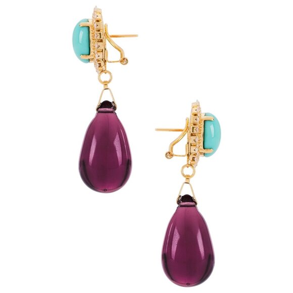 Anton Heunis Omega Clasp Oval Drop Earrings in Light Blue Purple Gold New Womens - Picture 2 of 7